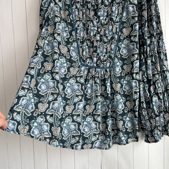 By Anthropologie size XL henley peasant blouse blue cotton long sleeve boho - Picture 6 of 15